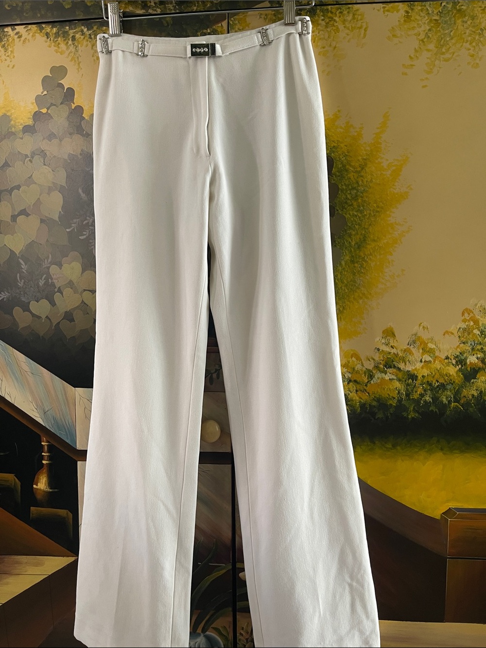 White Wide-Leg Women’s Trousers with Minimal Hardware